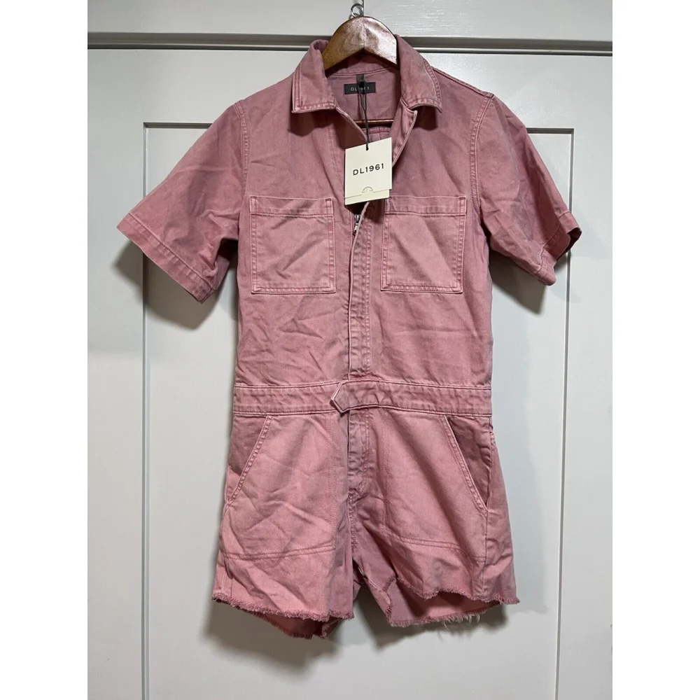 DL1961 Premium Denim Hannah SS‎ Romper Burnt Coral Size M